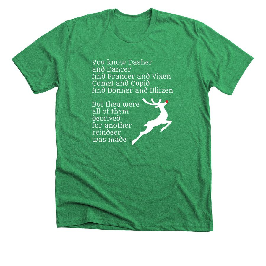 Another Reindeer (2-sided), a Kelly Green Premium Unisex Tee