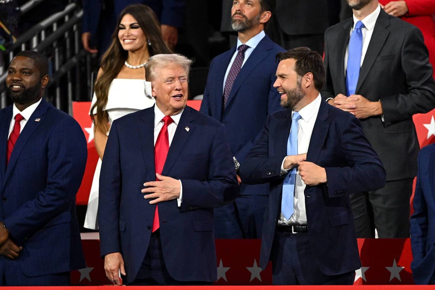 Former President Donald Trump attends the Republican National Convention with his new running mate, Ohio Sen. J.D. Vance, on July 15, 2024. (Photo by Leon Neal/Getty Images)