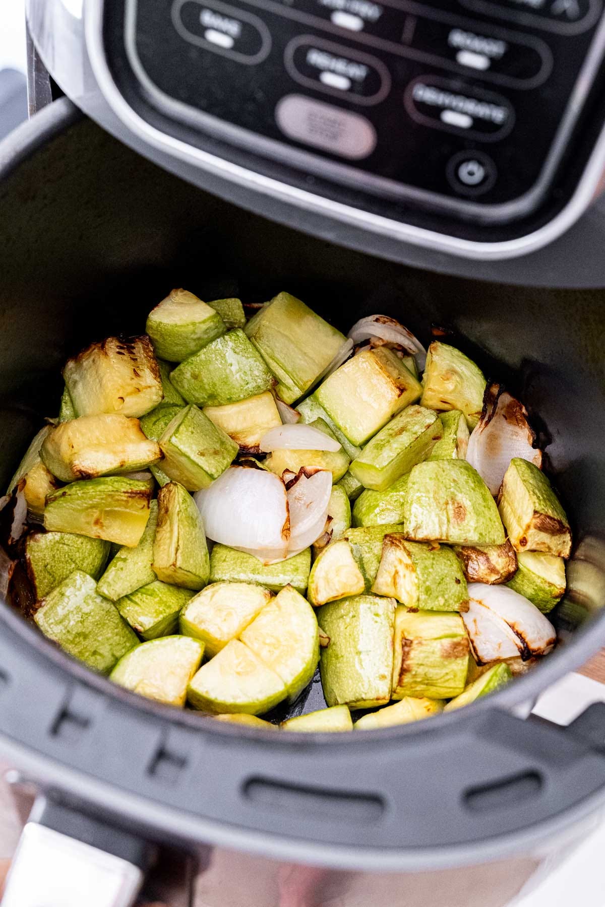 air fried zucchini and onions