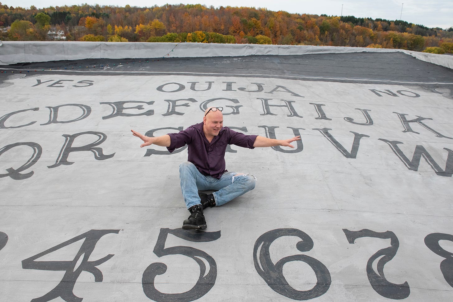 Is the world's biggest Ouija board in Western Pa. or Massachusetts? Yes.  No. Goodbye.