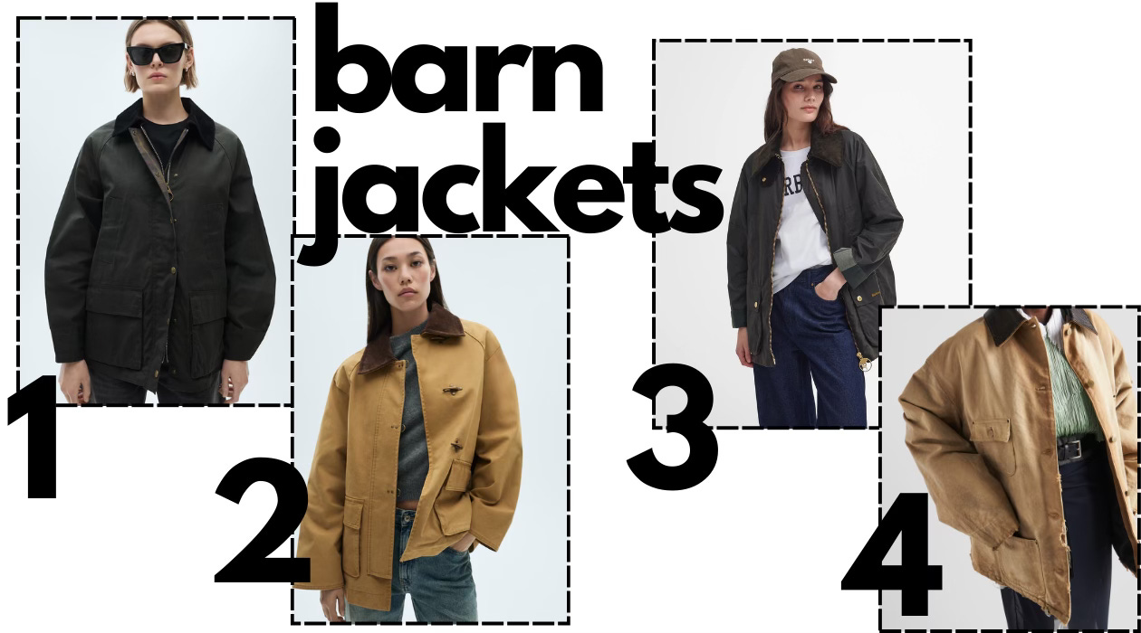 Barn jackets collection featuring rugged, utility-inspired styles in black, brown, and olive tones. Includes waxed finishes, corduroy collars, and oversized fits, ideal for fall fashion, outdoor layering, and countryside-inspired looks. Perfect for casual outfits, workwear aesthetics, and transitional weather wear.