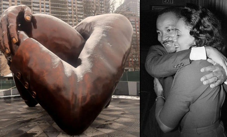 The Embrace statue was unveiled over MLK weekend in Boston