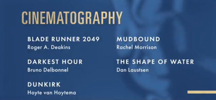 2018 academy award nominations cinematography