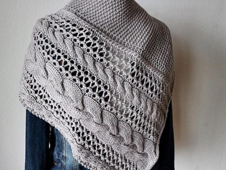 Shawl Knitting PATTERN PDF, Knitted Shawl Pattern, Shawl Wrap, asymetrical Shawl Cozy Winter image 2