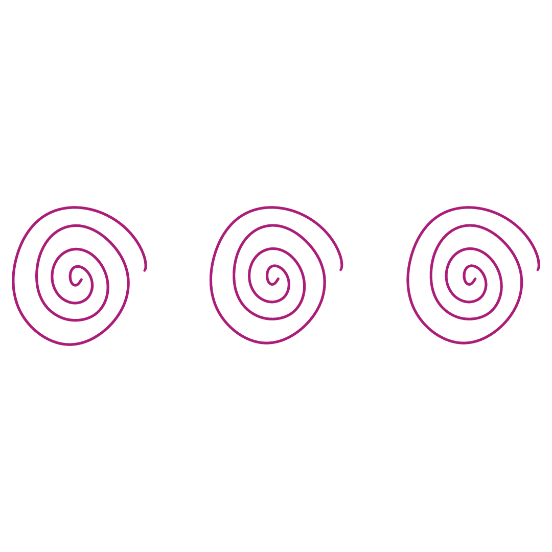 3 purple spirals
