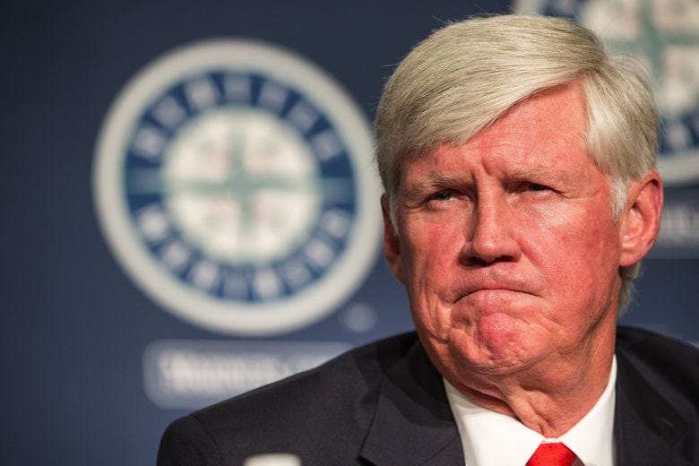 John Stanton is introduced as Mariners owner in 2016.  (Dean Rutz / The Seattle Times)