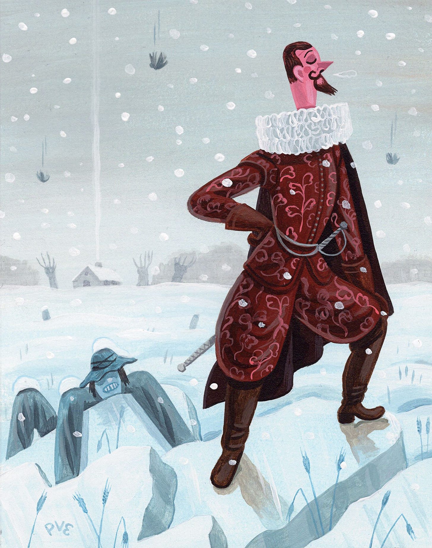 Illustration of man in snow