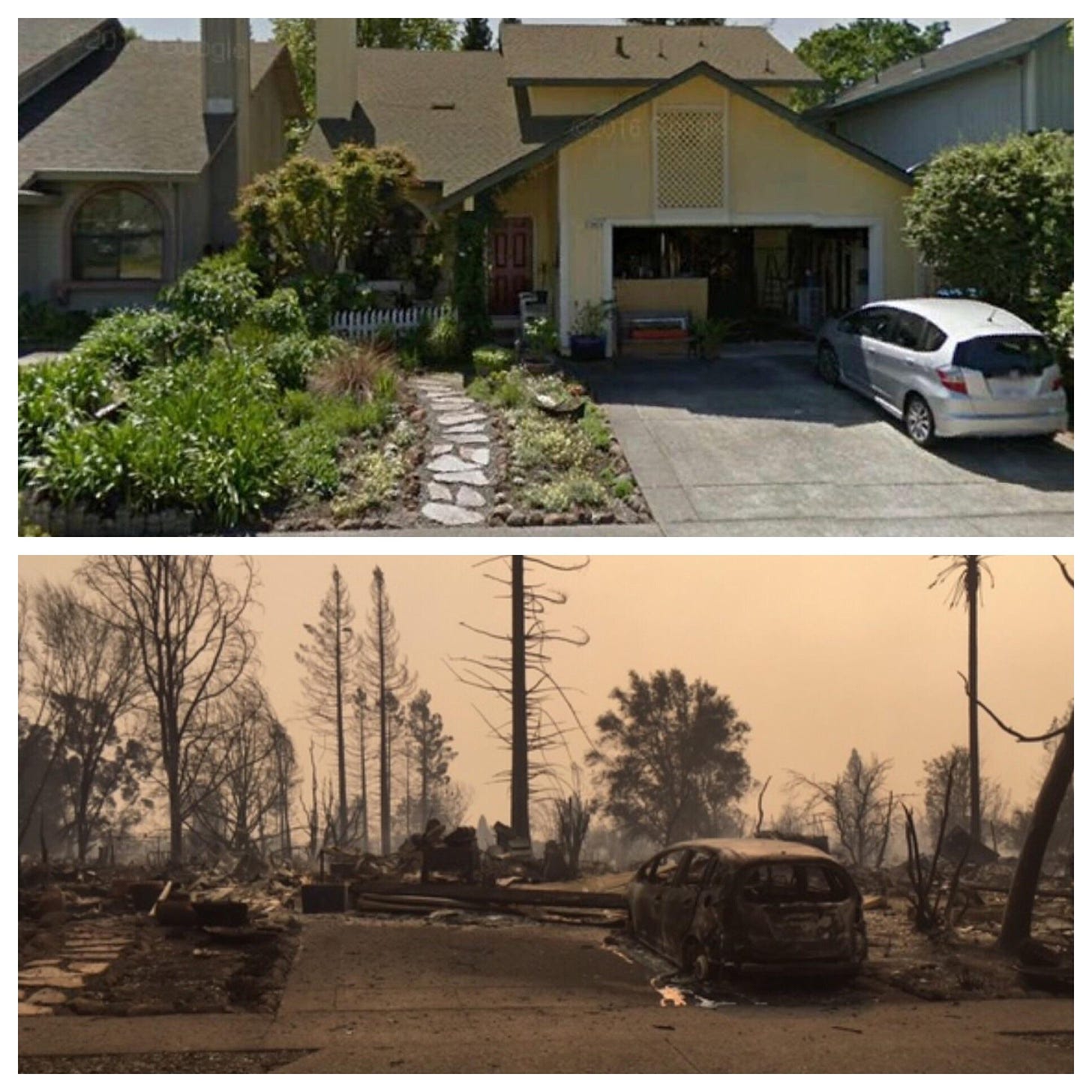 Friend's house in Santa Rosa before and after the fire : r/pics