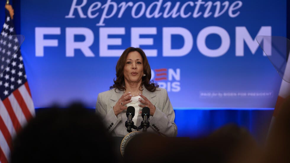 Vice President Kamala Harris blames Trump for ongoing rollback of US  abortion rights