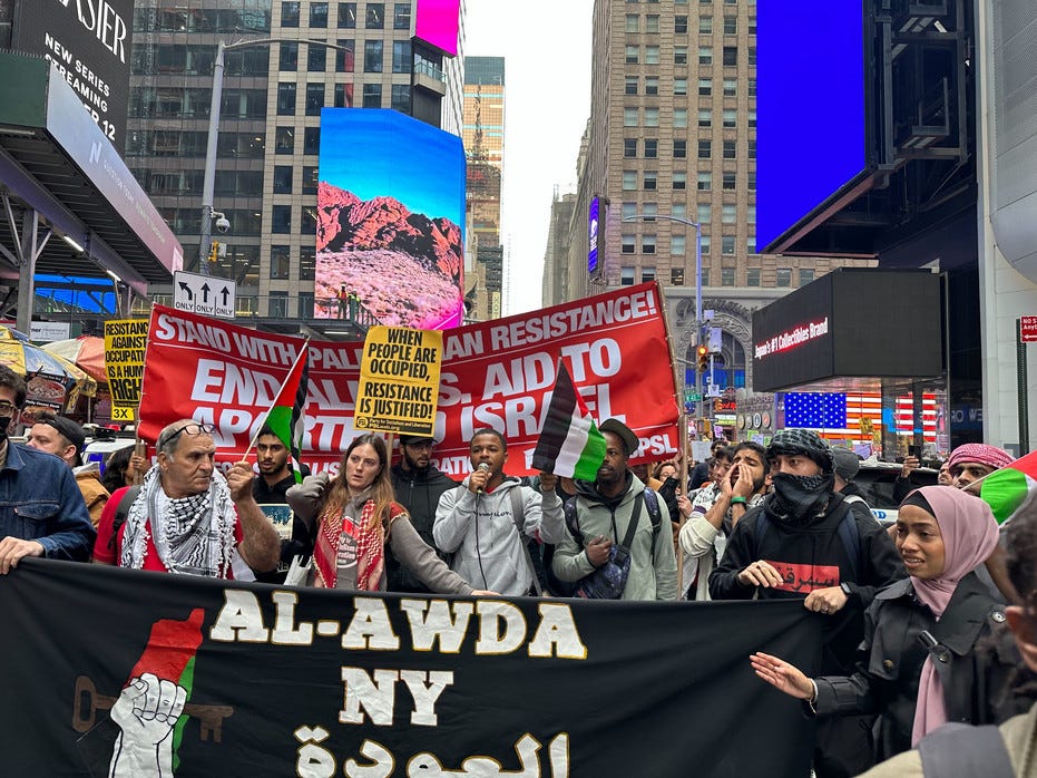 Pro-Palestinian rally in Times Square after attack on Israel