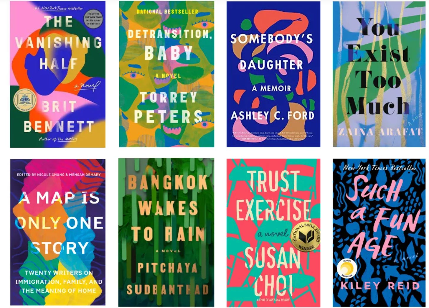 sample of colorful book blobs on book covers