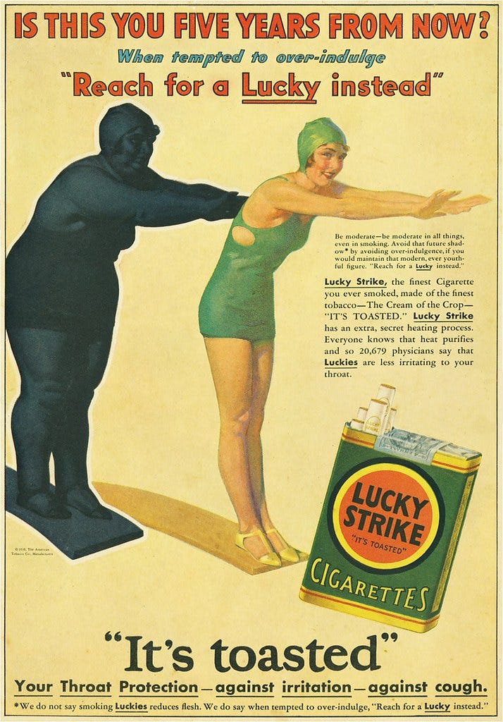 1930 - Smoke Lucky Strike, Or Else! | In this ad from 1930, … | Flickr