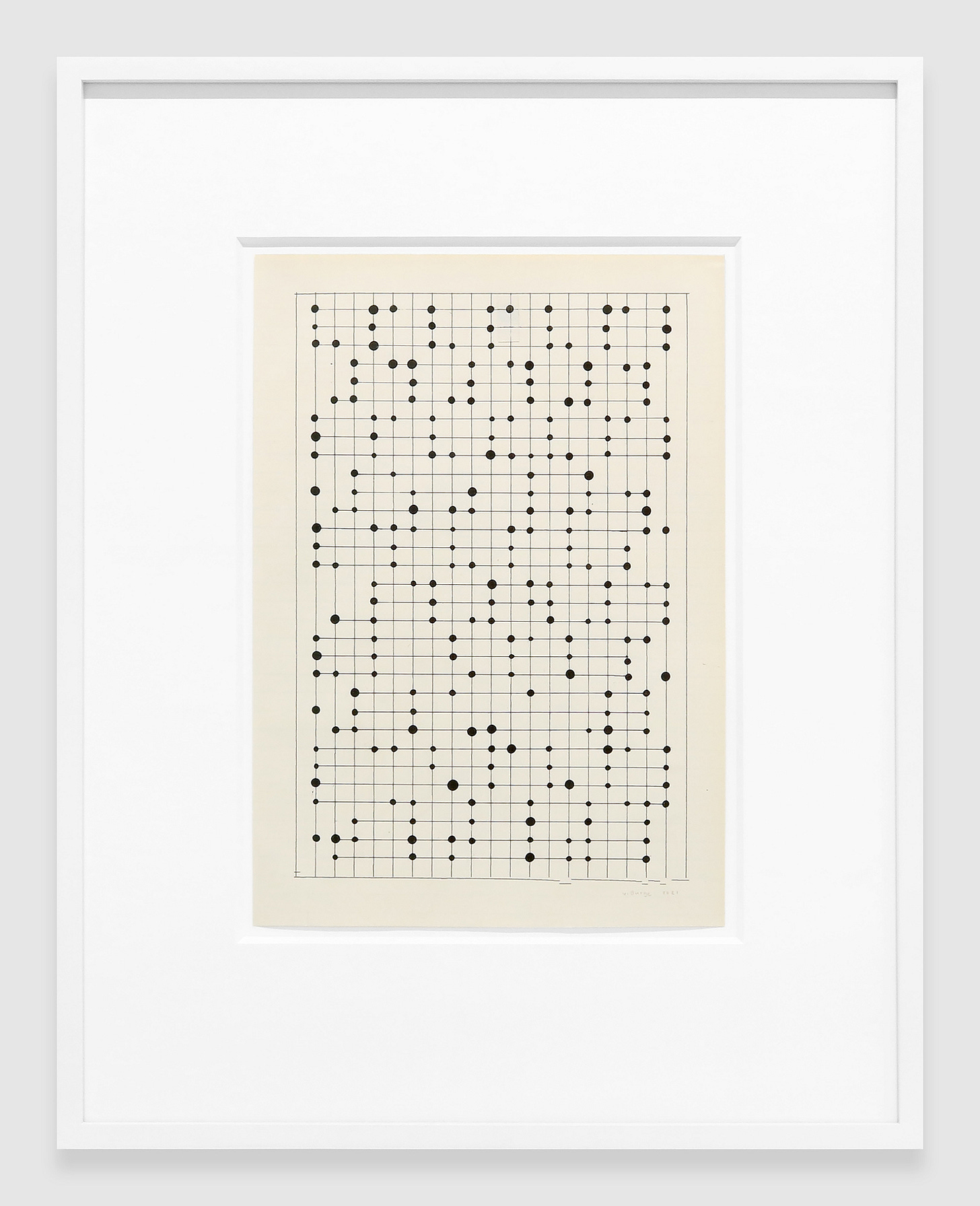Victoria Burge, Figure B, (ink and typewritten ink on paper), 2022 [Krakow Witkin Gallery, Boston. © Victoria Burge]