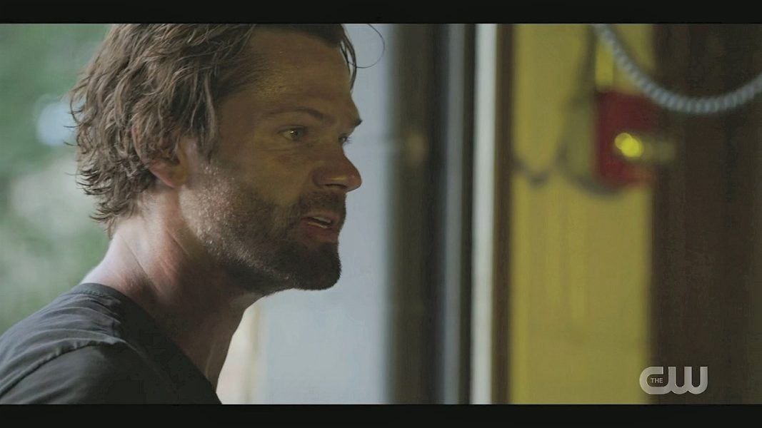 Walker Jared Padalecki looking old in fight scene.