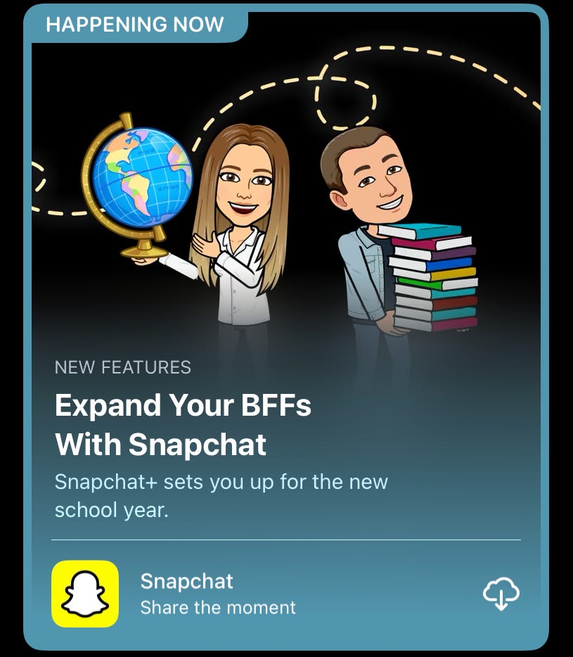 Snapchat ad from the "front page" of Apple's iOS App Store