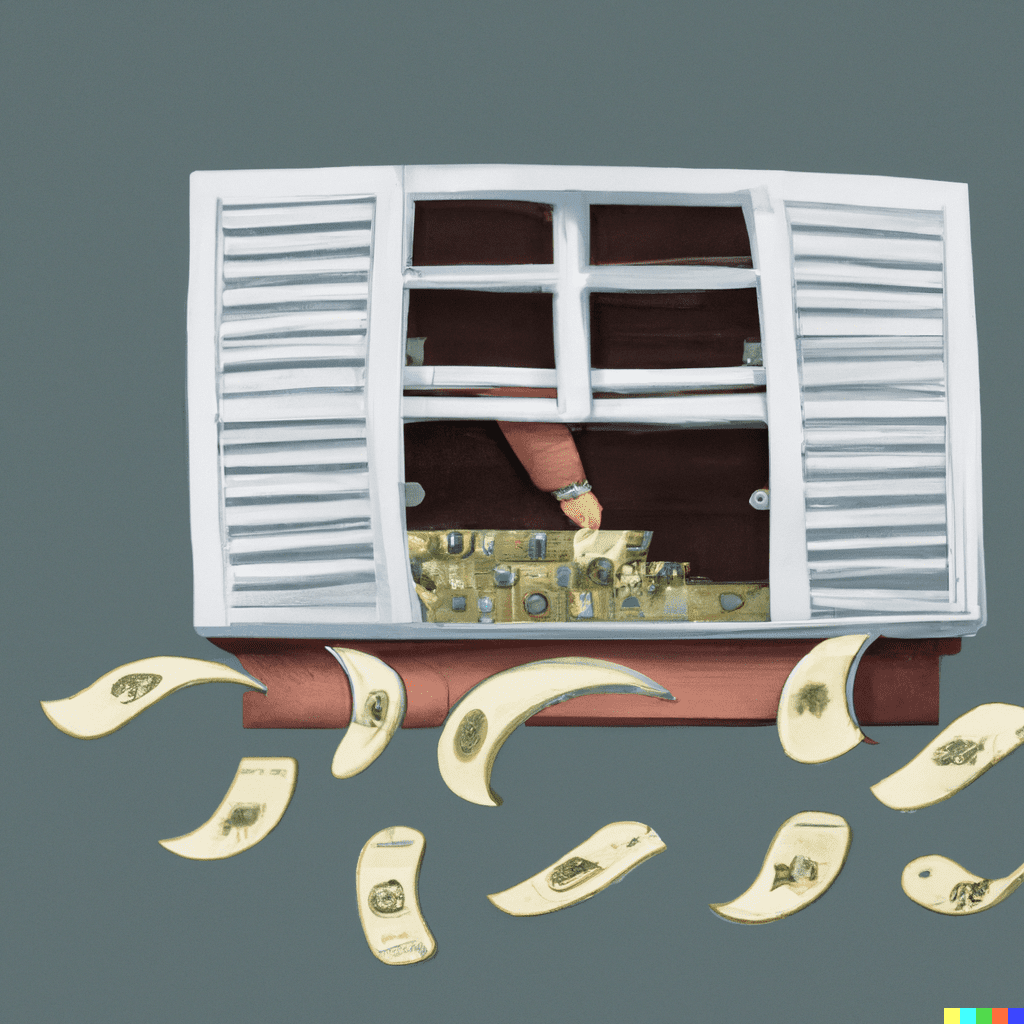 Pulling down the shutter on money | DALL-E