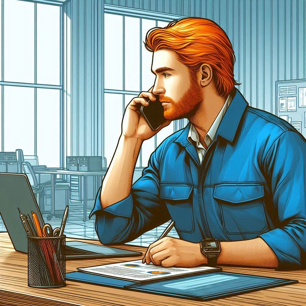 On the phone. Image by Bing.