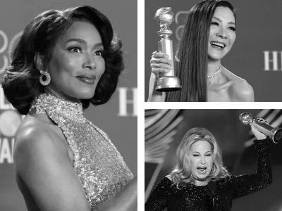 Michelle Yeoh, age 60, Jennifer Coolidge, 61 and Angela Bassett, 64 Golden Globe winners