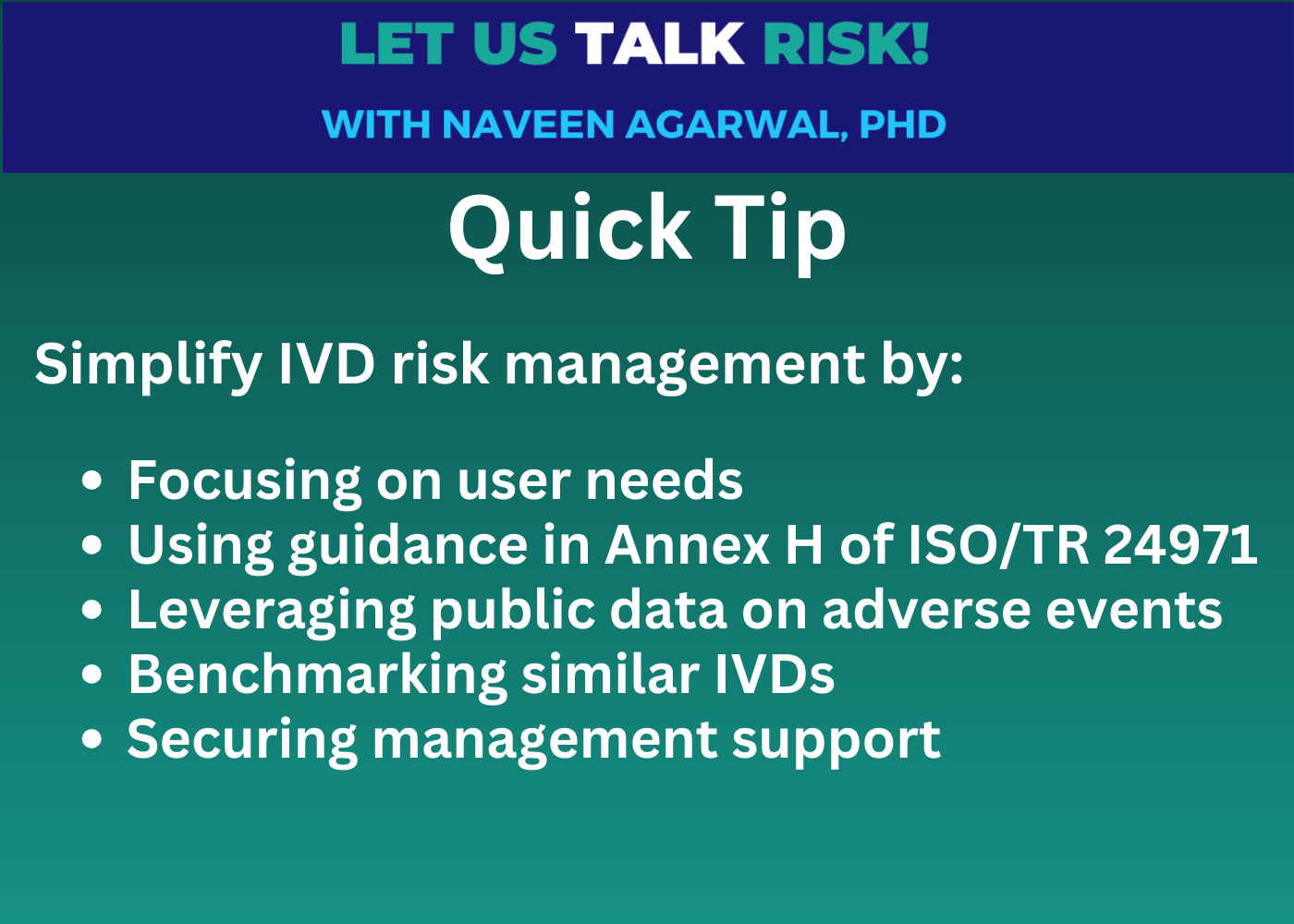 Tips for simplifying IVD risk management