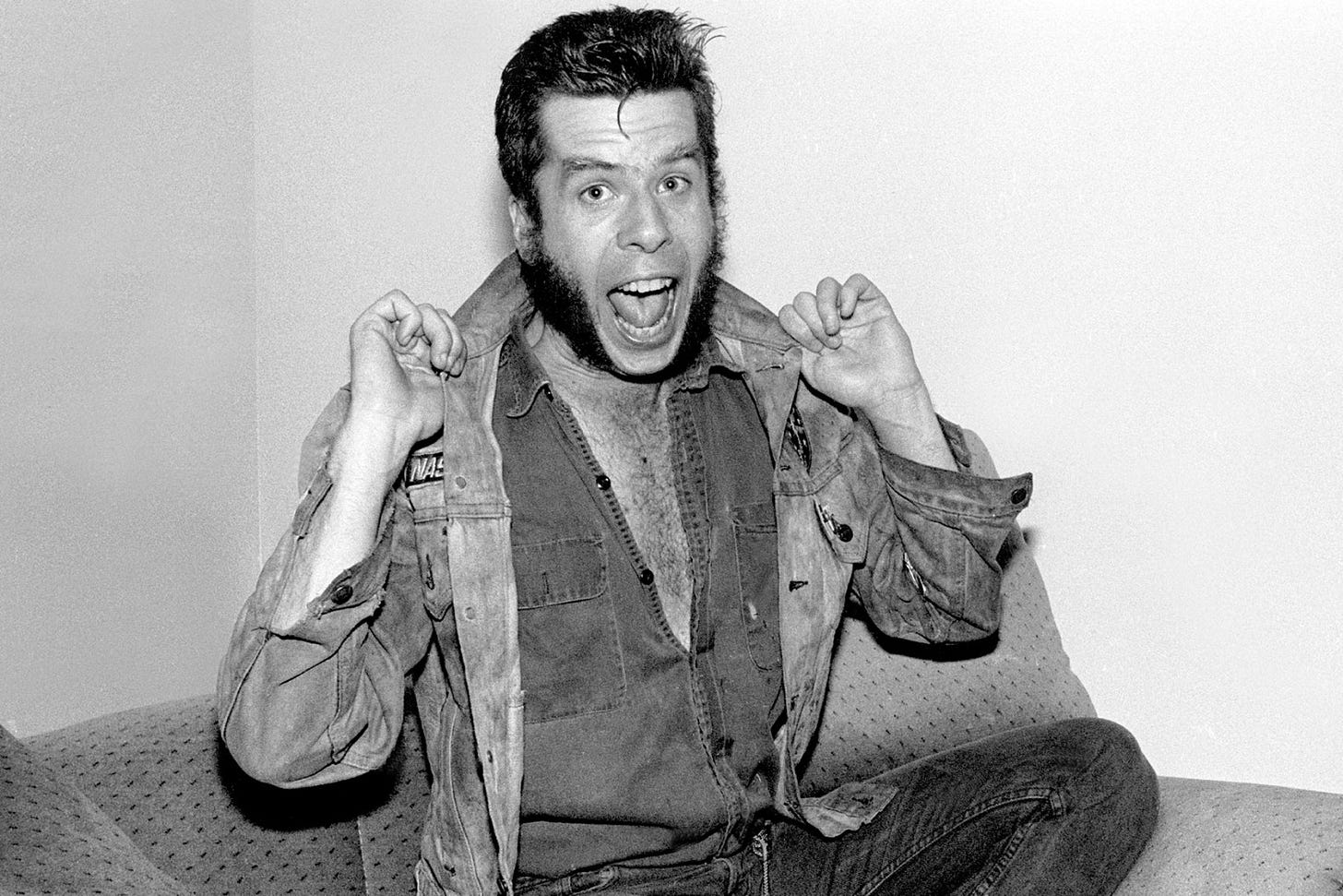 Portrait of Mojo Nixon of Mojo Nixon and Skid Roper at the Poplar Creek Music Theater in Hoffman Estates, Illinois, July 25, 1989. (Photo by Paul Natkin/Getty Images)