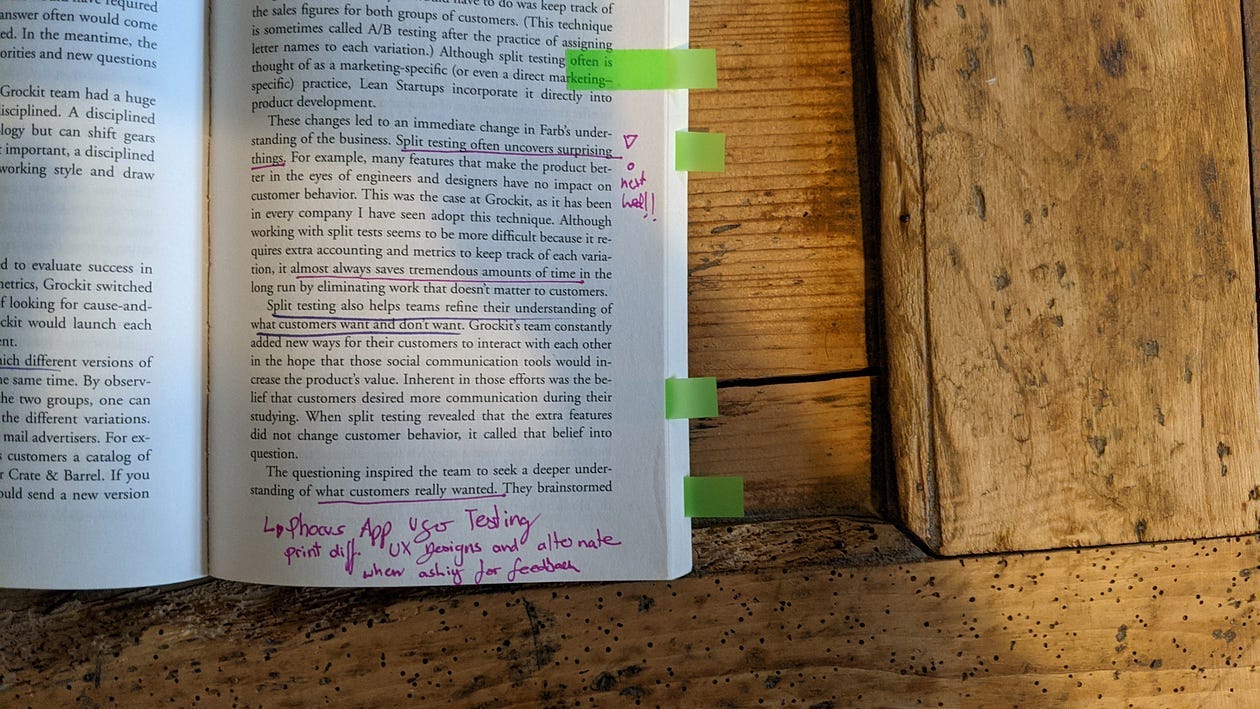 Elaboration applied by making notes in a book.