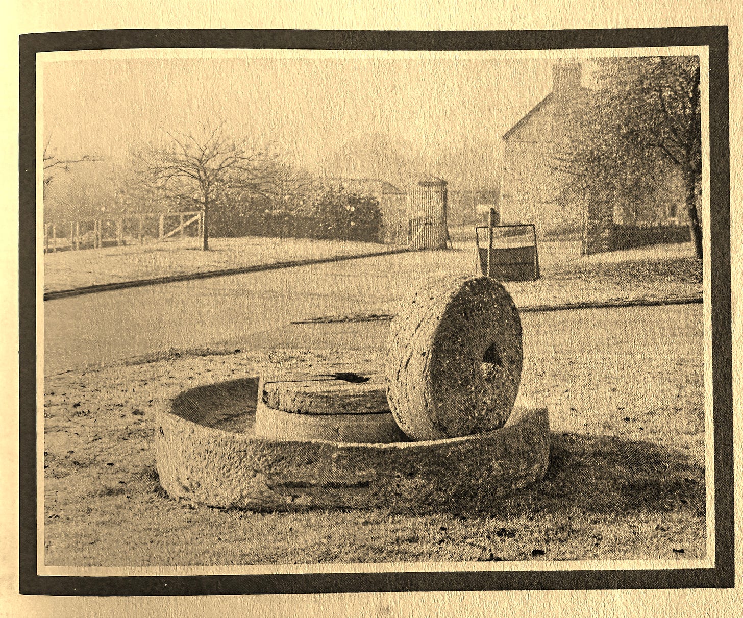 Stone horse mill used for crushing apples.