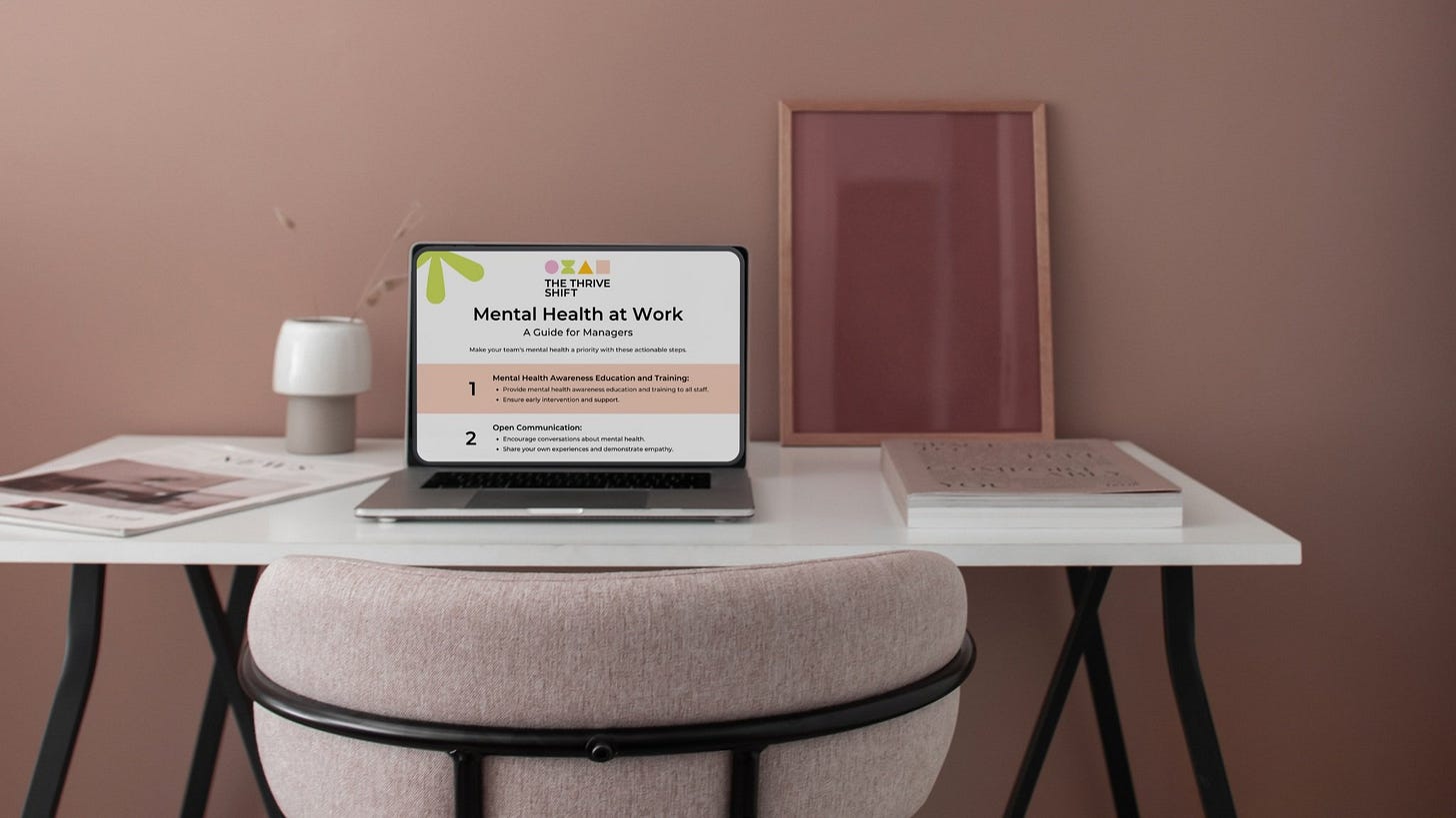 Computer on a desk with "Mental Health at Work" on monitor