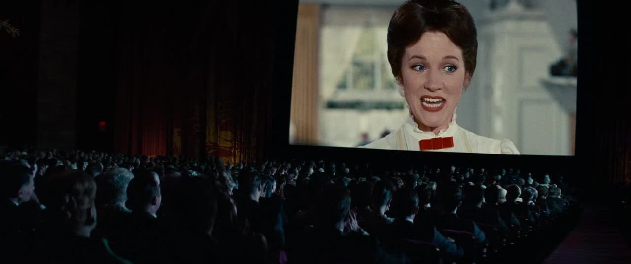 Shot from Saving Mr. Banks of a darkened movie theater playing the film Mary Poppins.