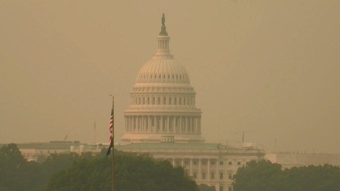 The U.S. Capitol, enveloped in wildfire smoke
