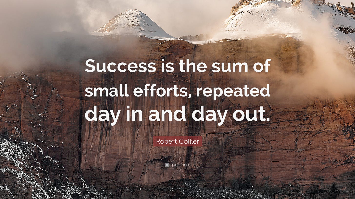 “Success is the sum of small efforts, repeated day in and day out ...