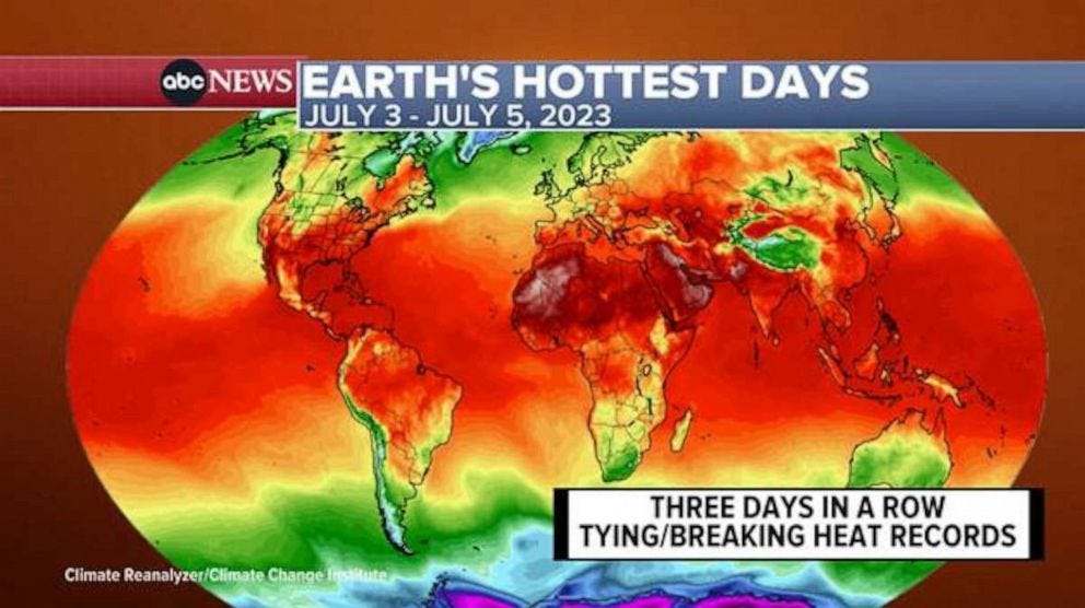 PHOTO: A map showing Earth's hottest days.