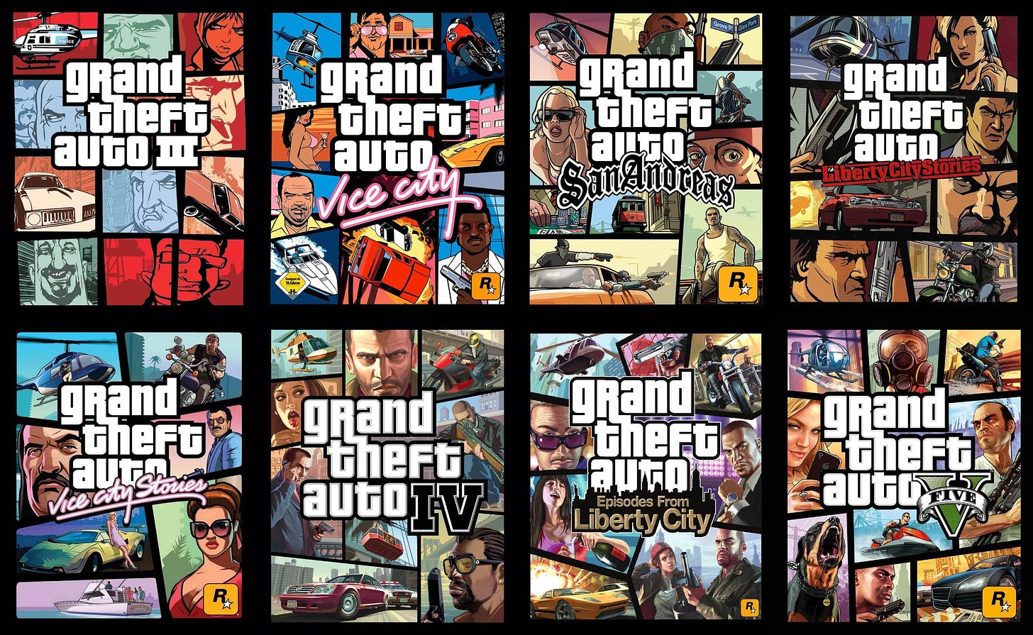 Every GTA covers in one wallpaper : r/GrandTheftAutoV