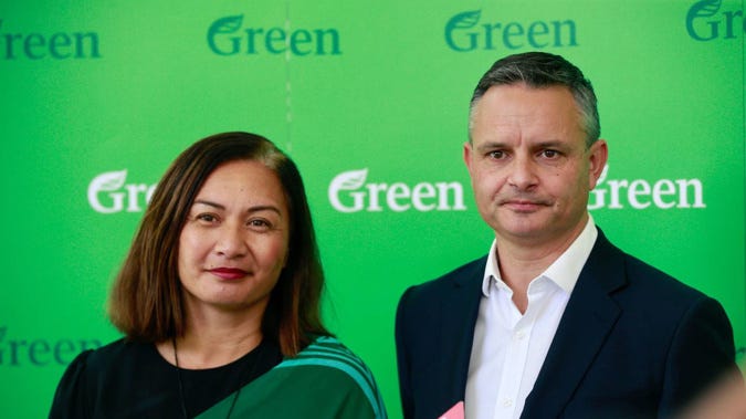 Green co-leaders Marama Davidson and James Shaw.