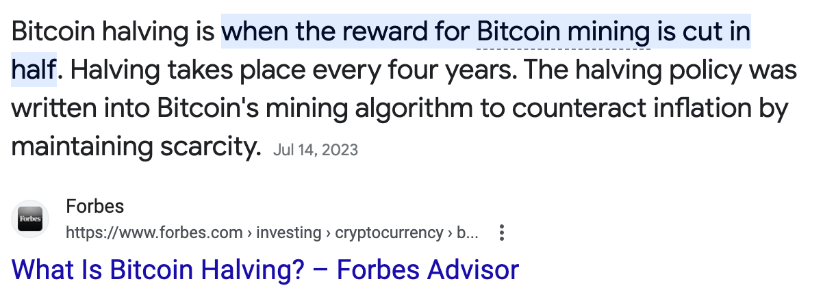 Definition of Bitcoin Halvings