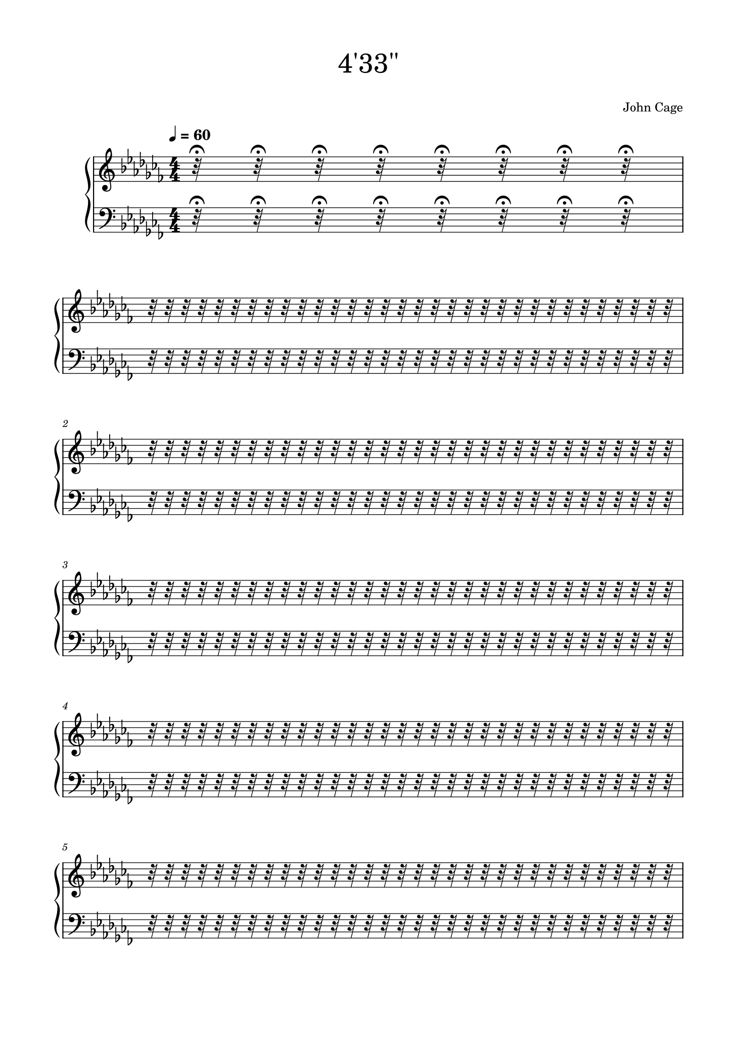 4'33" – John Cage Sheet music for Piano (Piano Four Hand) Easy |  Musescore.com