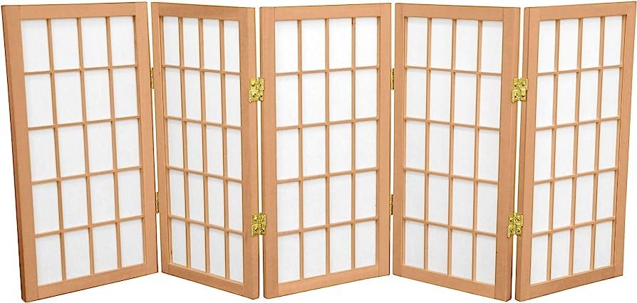 Amazon.com - 2 ft. Short Desktop Window Pane Shoji Screen - Natural - 5  Panels - Window Treatment Vertical Blinds