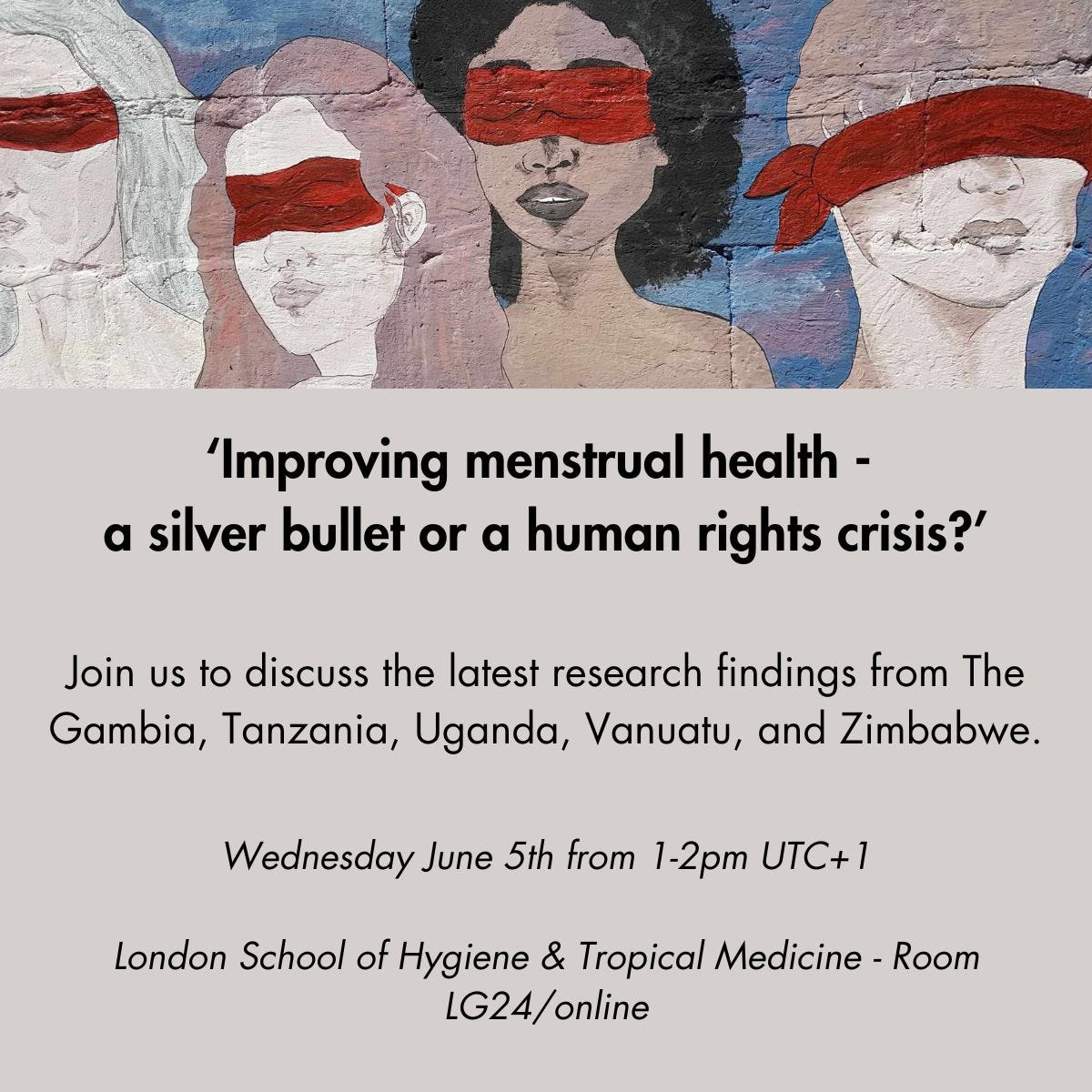 Image promoting the event called 'Improving menstrual health – a silver bullet or a human rights crisis'
