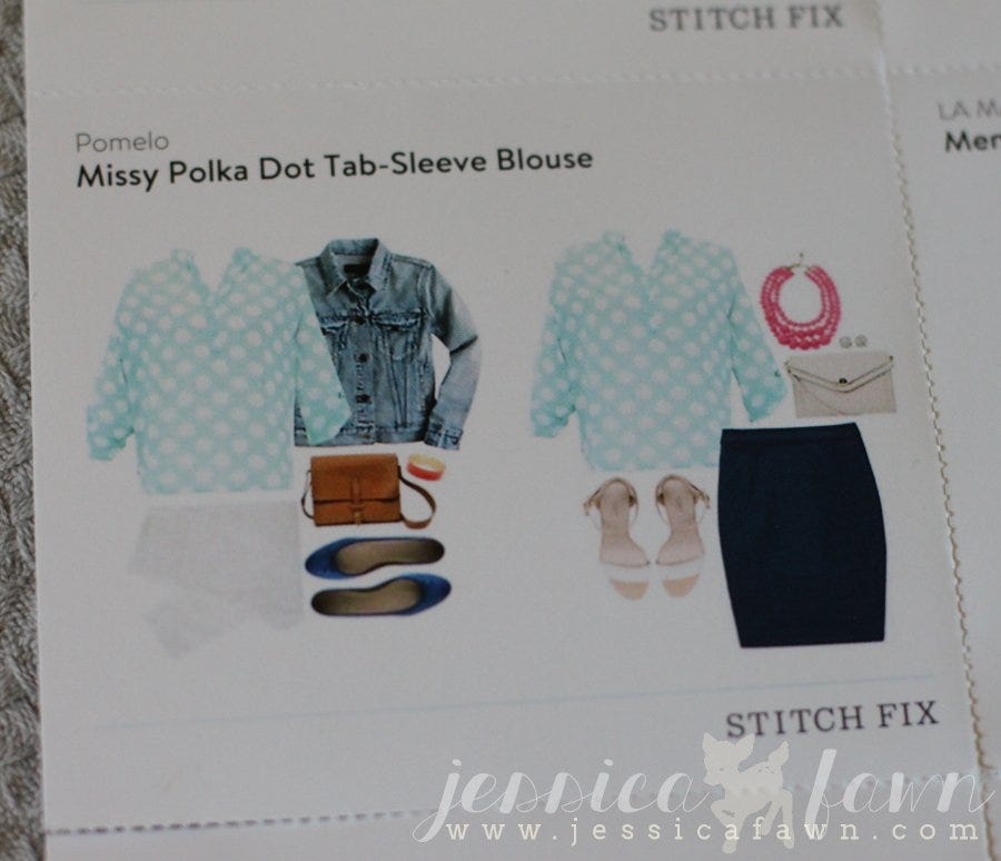 Pomelo Missy Polka Dot Tab-Sleeve Blouse card | JessicaFawn.com