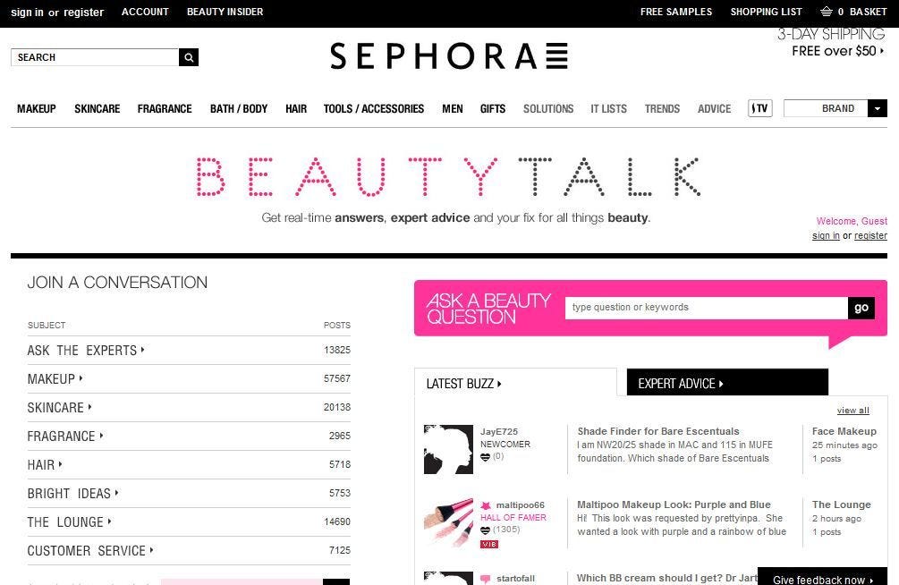 Sephora's "Beauty Talk" webpage offers "real time answers, expert advice,  and your fix for all things beauty." | Beauty talk, Sephora beauty, All  things beauty