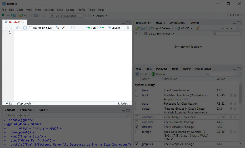 A RStudio screenshot highlighting the text editor pane.