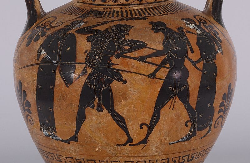 File:Antimenes Painter - Black-figure Amphora with Herakles and Apollo Fighting Over the Tripod - Walters 4821 - Detail A.jpg