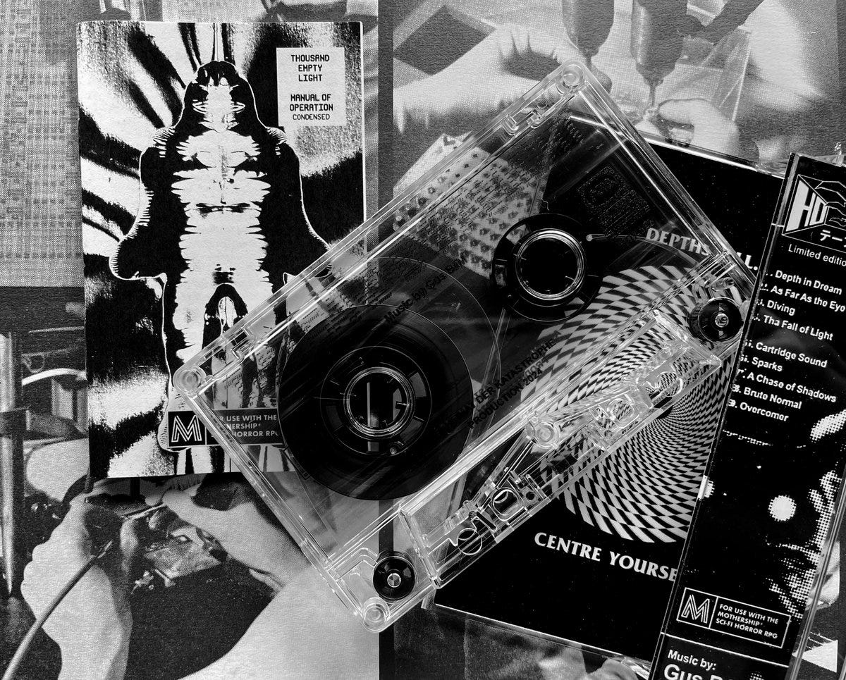 Spilt image: a lo-fi xerox art cassette tape & psychedelic xerox-art zine, the oracle bookmark and dust jacket.