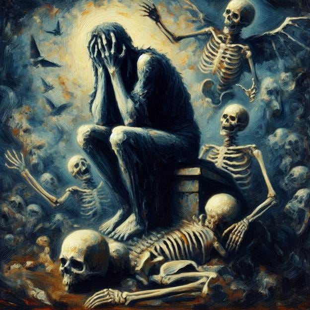 An oil painting type picture representing fear of death