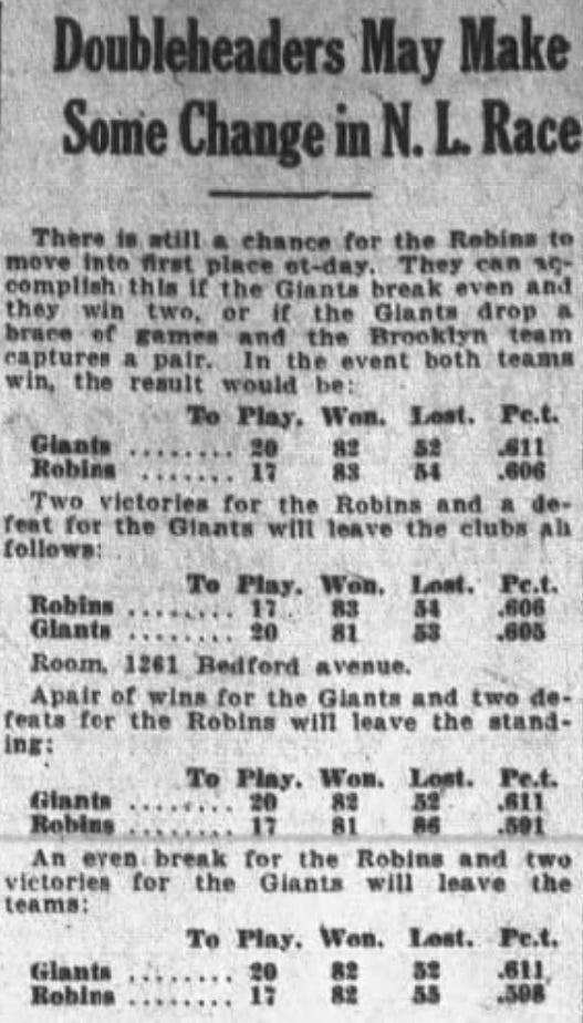 1924 Brooklyn Robins New York Giants Pennant Race