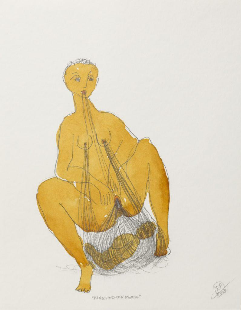 Rosana Paulino, Tecelã (Female Weaver), 2003, graphite and watercolor on paper, 32,5 x 25 cm. Private Collection Rosana Paulino, Tecelã (Female Weaver), 2003, graphite and watercolor on paper, 32,5 x 25 cm. Private Collection