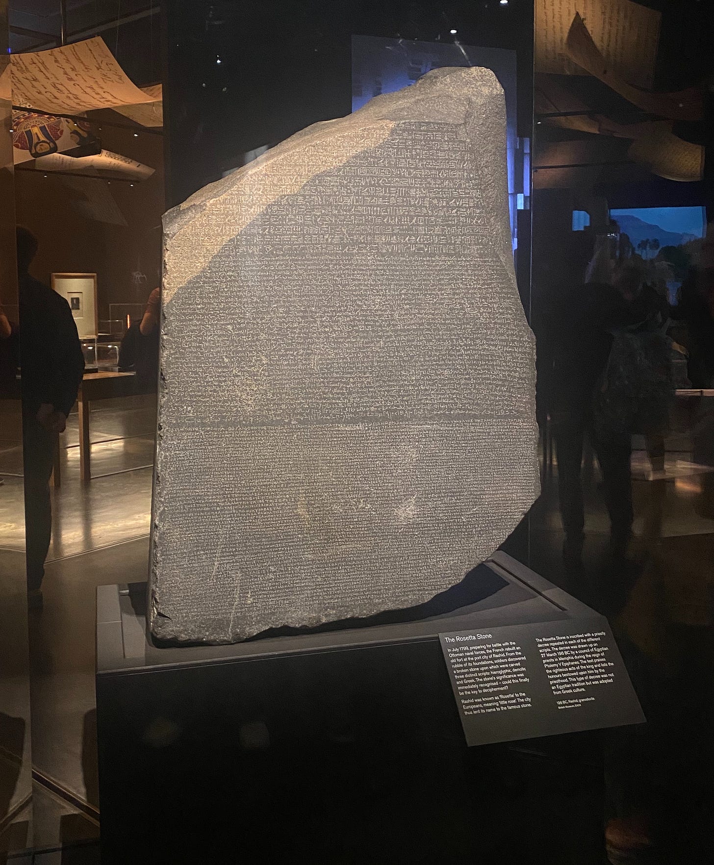 The Rosetta Stone in the British Museum's Hieroglyph exhibition
