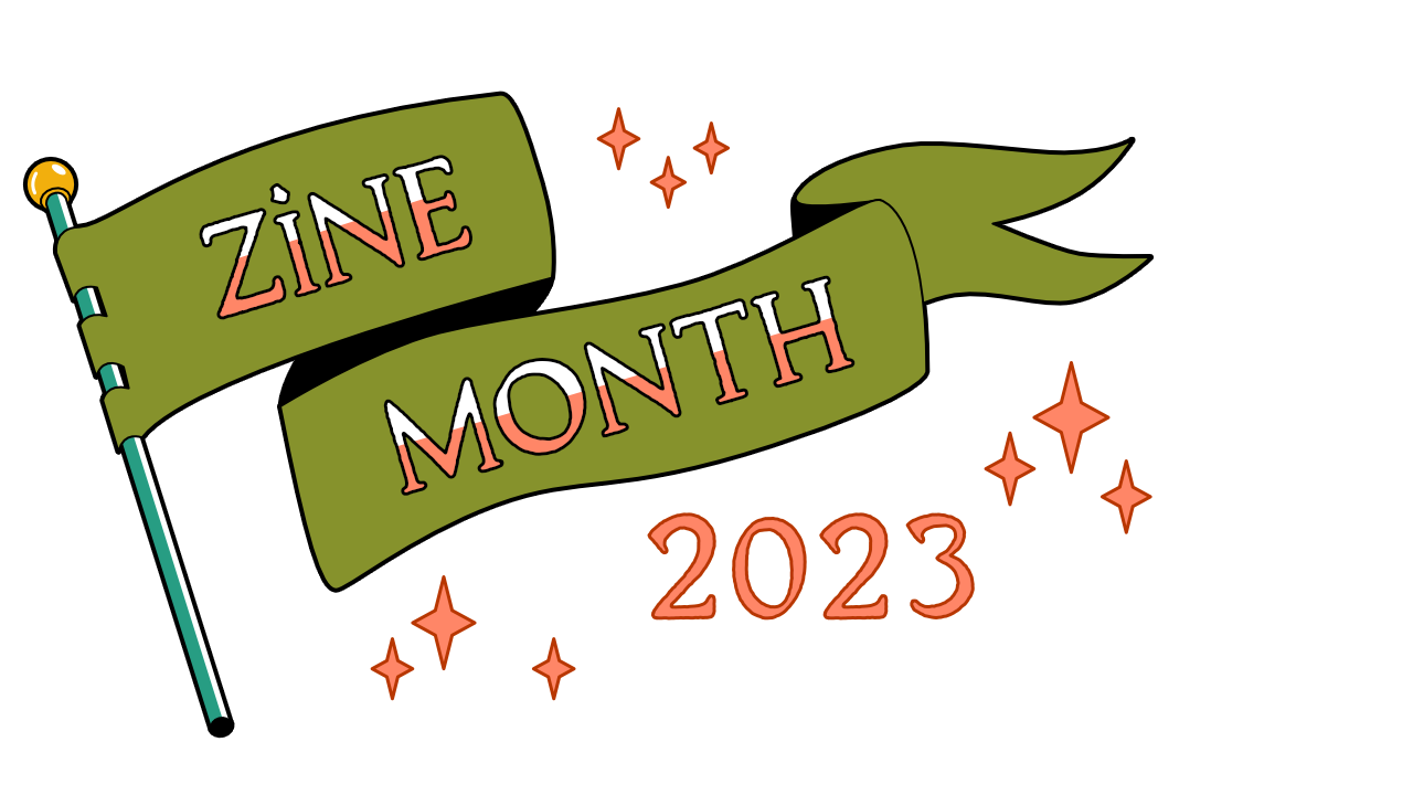 Logo for zine month 2023.