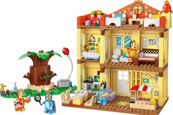 The Lego Bluey 4+ Bluey’s Family House gives the home an extra storey to accommodate Bluey and Bingo’s bedroom.