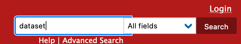 Screenshot of the arxiv search box with the text "dataset"