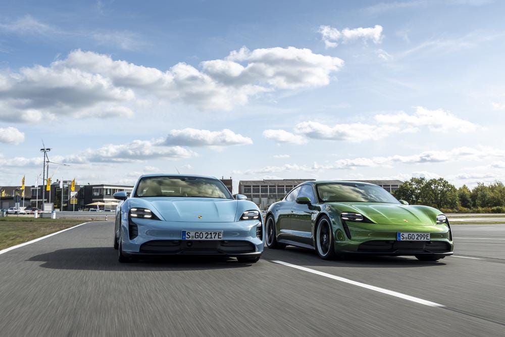 Porsche taycan ice blue mamba green